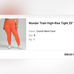 Lululemon Wunder Train Leggings Sz 8